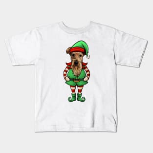 Airedale Terrier Christmas Elf Kids T-Shirt